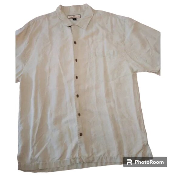 Tommy Bahama 100% Silk Hawaiian Light Green Shirt Size L - Picture 1 of 9